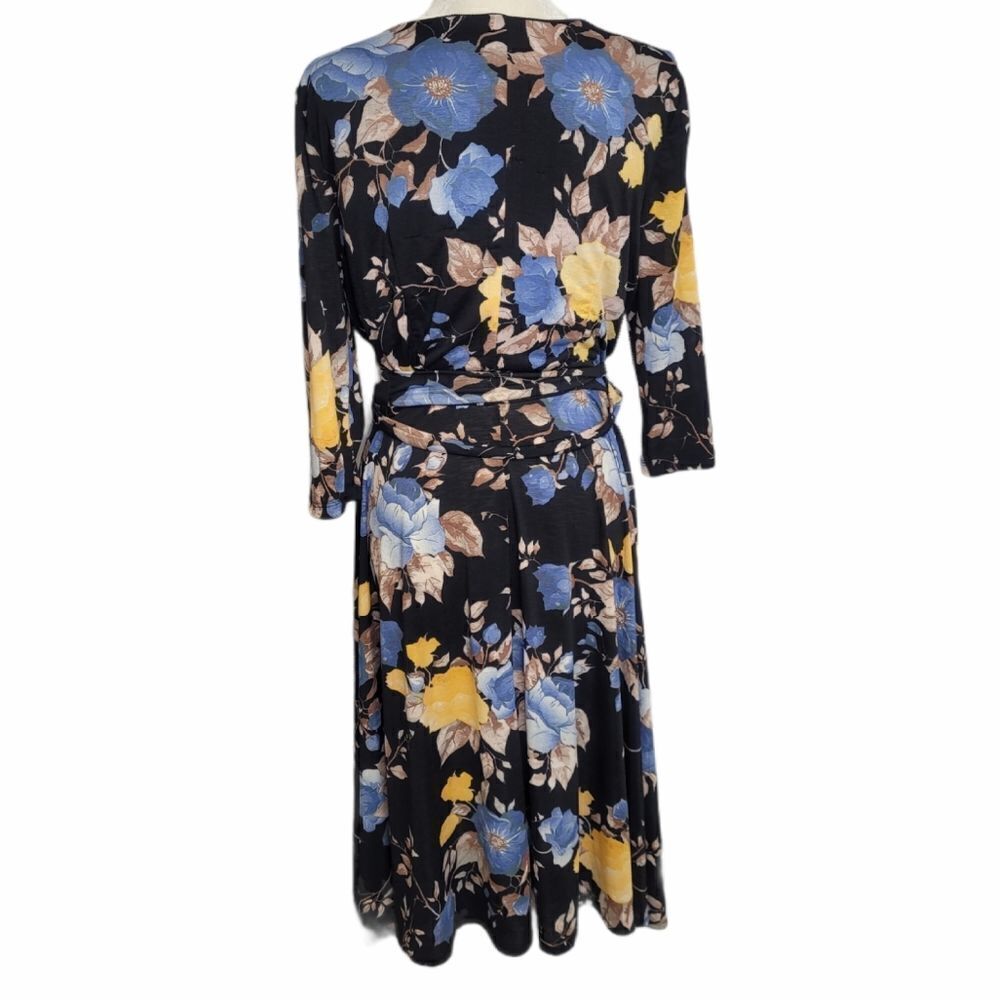 UNIQUE VINTAGE dress black‎ floral Kelsie stretch wrap 1X - Picture 4 of 12
